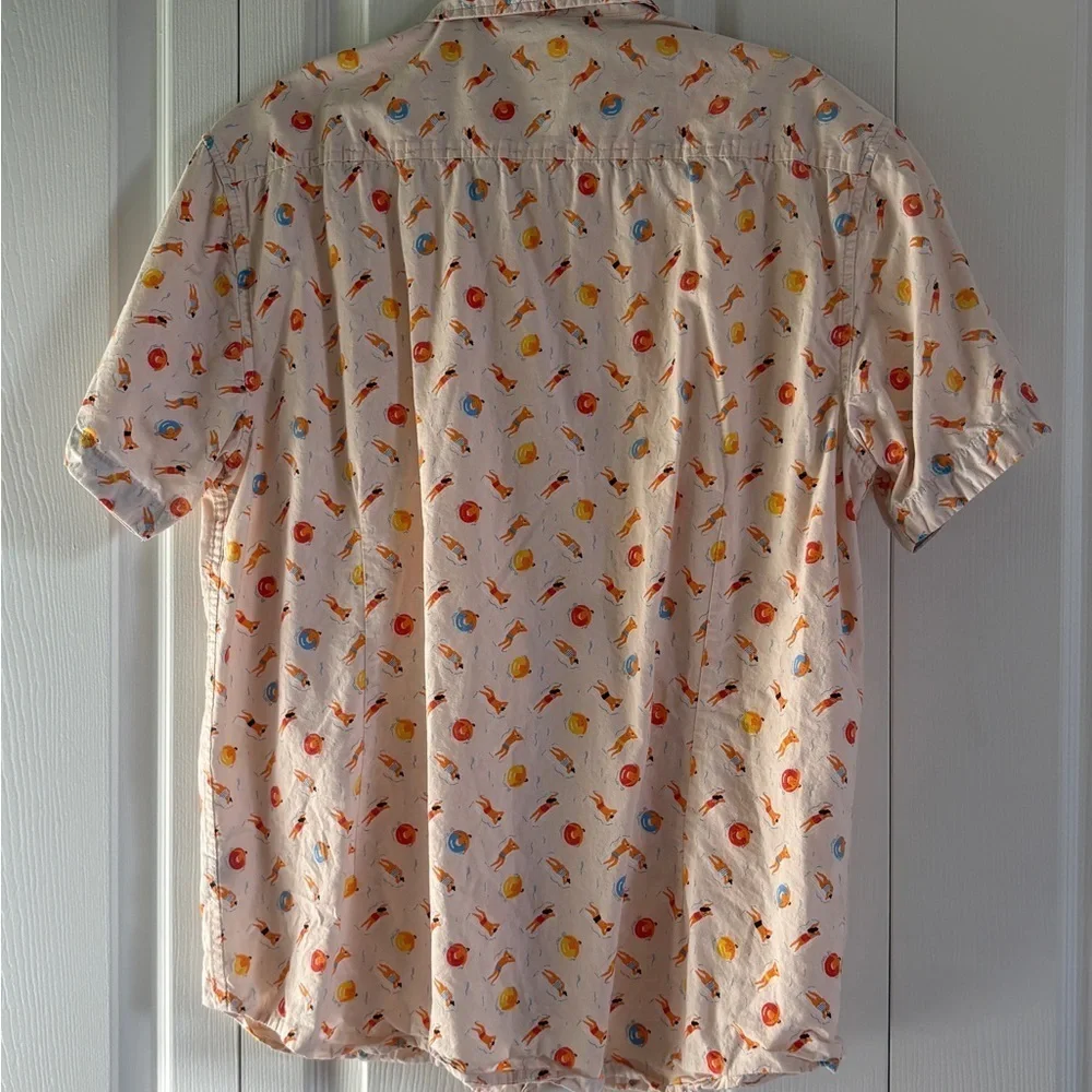 Artistry in Motion Shirt Mens L Button Down Pink Swimming Pool Party Tubing Fun - Picture 2 of 11